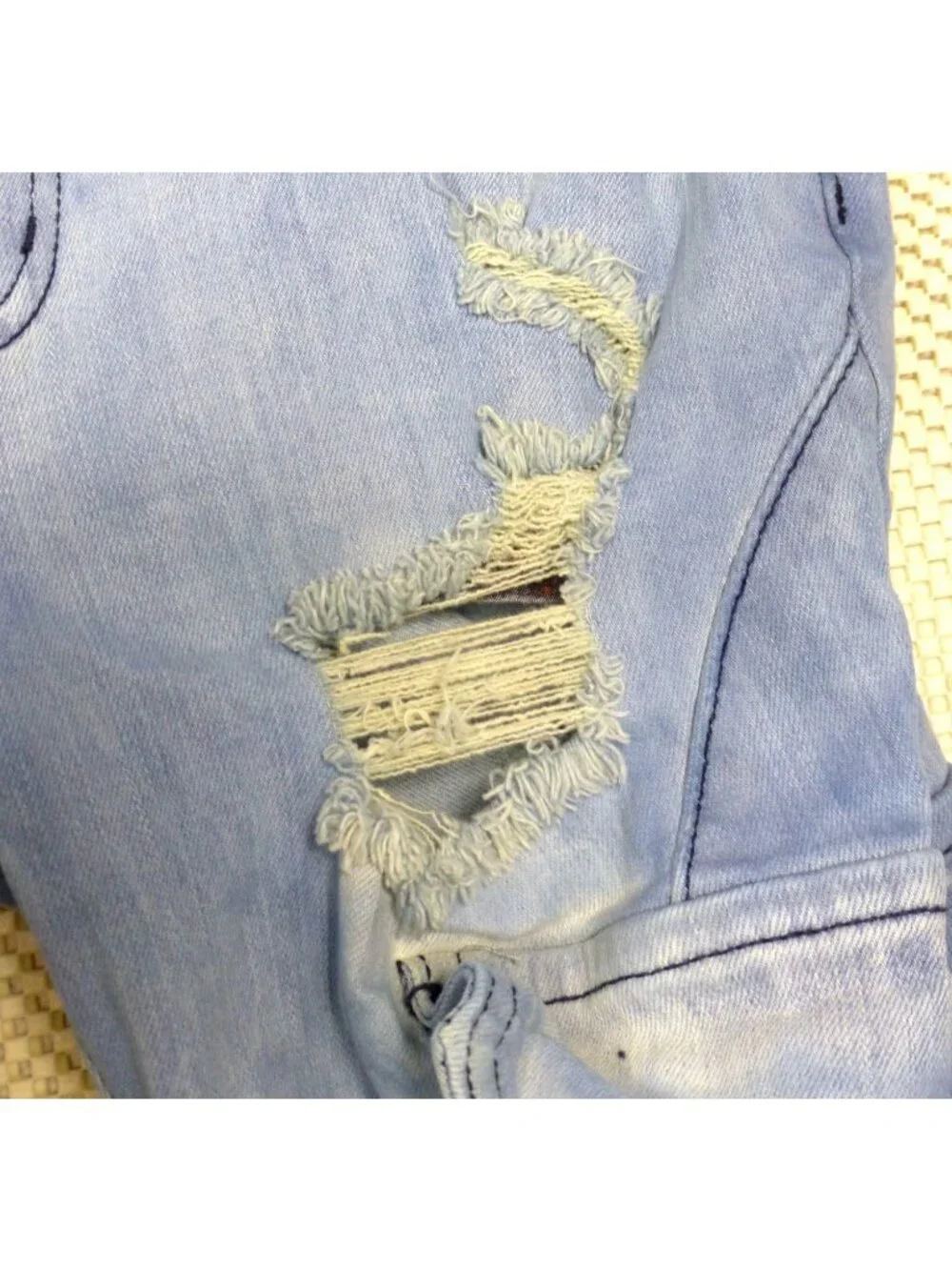 Rockstar Original Trashed Light Blue Distressed Flare Jeans RSM205 30x36 Cargo P